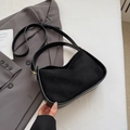 Minimalist black suede and leather patchwork crossbody bag with gold hardware accents - Black