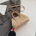 Minimalist beige tote bag in suede and smooth leather for versatile crossbody and hand carry - Beige Grey
