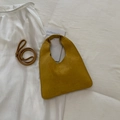 Minimalist mustard yellow suede hobo handbag with adjustable shoulder strap for women - S / Yellow