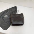 Minimalist large dark brown leather tote bag with stylish shoulder strap for office commuting - Brown