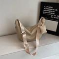 Bolso hobo plisado beige de gran capacidad con un pequeño monedero cuadrado a juego - Blanco Roto