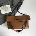 Borsa tote marrone scuro con manici intrecciati e tracolla regolabile in nylon per donna - Marrone
