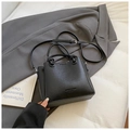Chic black lychee grain mini tote bag with top handle and adjustable shoulder strap - Black (Without Charm)