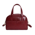 Large vintage burgundy faux leather tote bag with top handles and adjustable strap - Red (No Pendant)