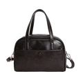 Dark coffee vintage pillow handbag in shiny PU leather with adjustable shoulder strap - Coffee without Pendant