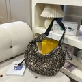 Grand sac hobo à imprimé léopard avec bandoulière réglable pour les trajets quotidiens - Imprimé Léopard Crème