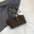 Grand sac cabas rétro gris anthracite avec bandoulière réglable et boucle en métal doré - ébène