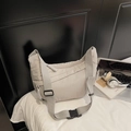 Lightweight oatmeal beige canvas crescent crossbody bag with nylon strap and sport buckle - Gray