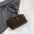 Sac fourre-tout marron café rétro avec fermoir bronze et bandoulière réglable - Marron