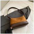 Ginger and brown minimalist shoulder bag with pleated texture and adjustable strap - Brown (Without Pendant)