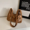 Sac fourre-tout marron minimaliste en similicuir avec un joli pendentif de chiot - Avec Pendentif / Marron