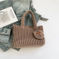 Borsa a mano in maglia all'uncinetto marrone fatta a mano con un piccolo portamonete - Cachi