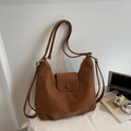 Brauner Rucksack und Schultertasche mit Litschi-Textur und goldener Hardware - Braun Ohne Anhänger