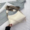 White vintage half-moon underarm bag with retro woven wide strap and golden hardware - Off White