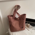 Minimalistische große Tragetasche in Altrosa mit geräumiger Außentasche auf der Vorderseite - Rosa