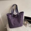 Minimalistische lila Shopper-Tasche mit großem Fassungsvermögen und Außentasche - Lila