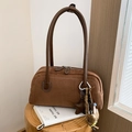 Bolso de hombro vintage de ante marrón con colgante de estrella y osito de peluche - Marrón (Con Colgante)