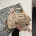 Bolso tote minimalista color crema de gran capacidad con correa de nailon ajustable - Blanco Roto