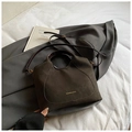 Dark coffee large hobo bag with gold text detail and adjustable shoulder strap - Coffee without Pendant