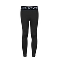 Dunkelgraue High Waist Fitness Leggings mit weißem Girl Power Schriftzug am Bund - L / Schwarz