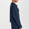 Pull polo en maille bleu foncé pour femmes avec col en V et une coupe décontractée - S / Haut Bleu Royal