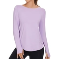 Lavender long sleeve yoga shirt with thumb holes and UPF50+ sun protection feature - S / Purple