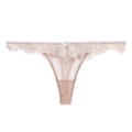 Detail of eyelash lace g-string with delicate bow and sheer floral embroidery - 001P Nude