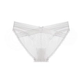Detail of white lace panties featuring delicate floral embroidery and a small bow tie - White Lace