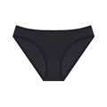 Detailed view of black low-waist panties featuring fine ribbed texture and breathable lace trim - Black Ribbed