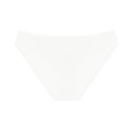 Detail of white cotton panties featuring fine ribbed texture and clean stitched edges - White
