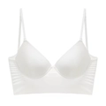 White minimalist wireless bra with wide elastic band and adjustable thin straps - XL / White