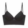Seamless black V-neck bra for women with ultra-thin cups and adjustable straps for comfort - S / Black