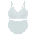 Conjunto de lencería azul claro sin costuras con bralette y braga de talle alto - S / Gris