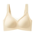 Nahtloser V-Ausschnitt BH ohne Bügel in Beige mit atmungsaktivem Netzeinsatz - S / Warmes Nude