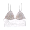 Bralette triangular de encaje francés blanco sin aros con delicados motivos florales - S / Blanco