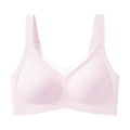Seamless light pink V-neck wireless bra with mesh detail and wide shoulder straps - Light Pink