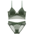 Ensemble bralette dentelle dos en U avec soutien-gorge triangle sans armature vert armée - S / Vert