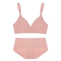 Conjunto de sujetador rosa sin costuras y braguita elástica a juego para mujer - S / Juego de Joyas Rosa