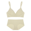 Conjunto de sujetador sin costuras beige y braguita a juego con tirantes finos - S / Beige Claro