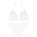Minimalist white ribbed triangle bra and brief set with thin shoulder straps - S / Top And Bottom / White