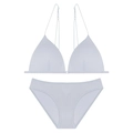 Seamless light blue French triangle bra set with ultra-thin straps and matching panties - M+(C Cup) / Gray