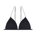 Bralette de triángulo negro minimalista con textura acanalada y cierre delantero - S / Negro