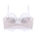 Dettaglio di reggiseno in pizzo bianco con supporto a ferretto e spalline sottili - S / Bianco