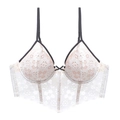 Bustier en dentelle florale blanche avec bordure contrastée noire et nœud élégant - S / Brassière Blanche