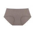 Detail showing the seamless laser-cut edges of high-elasticity grey-purple panties - Brown