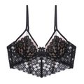 Bralette triangle en dentelle noire avec doublure en maille et fines bretelles réglables - S / Soutien-gorge noir