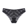 Culotte élégante en dentelle florale noire avec bords festonnés et petit nœud satiné - S / Sous-Vêtements Noirs