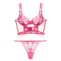 Completo modellante in pizzo francese magenta con bustier e spalline con volant - S / Set con Zirconia Rossa