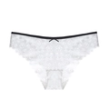 Culotte française en dentelle blanche avec nœud noir et broderie florale ajourée - S / Sous-Vêtements Blancs