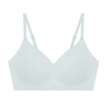 Seamless soft support bra in ice blue with V-neckline and thin adjustable straps - S / Tops / Gray